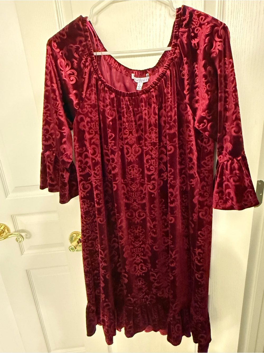 Forever 21 Velvet Burnout Dress in Wine Red